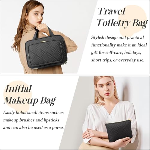 Personalized Gifts for Women, Initial Toiletry Bag Hanging Travel Organizer & Makeup Cosmetic Bag with Embroidery Letter Teacher Appreciation Gift Birthday Mothers Day Gifts for Mom Wife Friend Sister - style: B