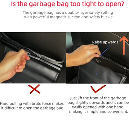 Car Leather Trash Bag Smart LED Waterproof Organizer Storage Garbage Can (Black) - color: Black