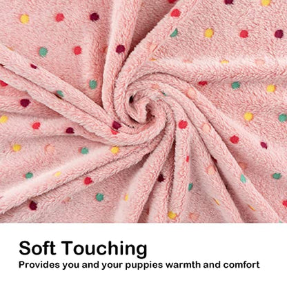 Dono 1 Pack 3 Dog Blankets, Soft Fluffy Fleece Pet Blanket Warm Sleep Mat Paw Print Design Puppy Kitten Throw Blanket Doggy Mat, Blanket for Dogs - color: White/Light Coffee/Pink, size: Medium(30*20")