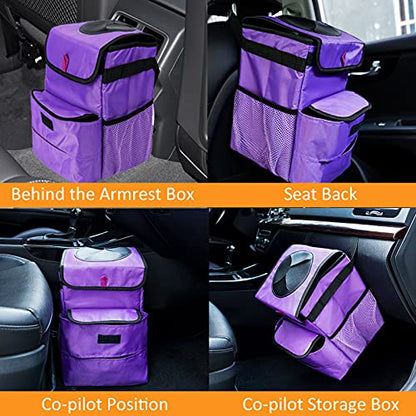 Car Trash Can Foldable Garbage Bin Leakproof 2.3 Gallons Purple - color: Purple, size: Standard