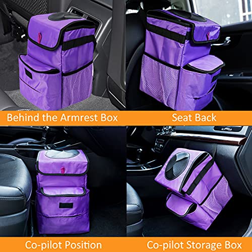 Car Trash Can Foldable Garbage Bin Leakproof 3 Gallons Purple - color: Purple, size: Large