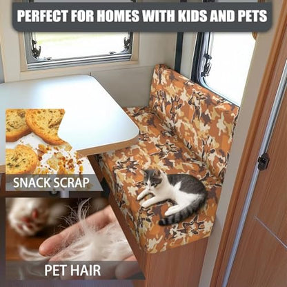 SEANATIVE 2 Sets RV Dinette Cushion Covers Couch Cushion Slipcover Stretch Seat Sofa Chair Cover Giraffe Camouflage Furniture Protector for RV Camper Car Bench Backrest Covers Bench Covers - color: Giraffe Camouflage