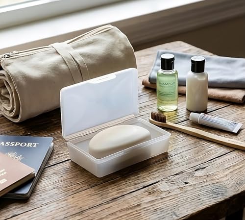 American Comb Travel Soap Box with lid - Clear White - Perfect for Traveling, Gym, or Storage. Made in The USA. - color: White