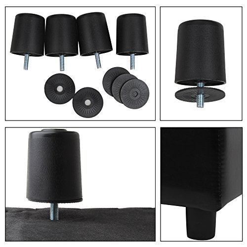 H&B Luxuries Tufted Leather Square Flip Top Storage Ottoman Cube Foot Rest (Black) - color: Black
