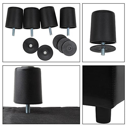 H&B Luxuries Tufted Leather Square Flip Top Storage Ottoman Cube Foot Rest (Black) - color: Black
