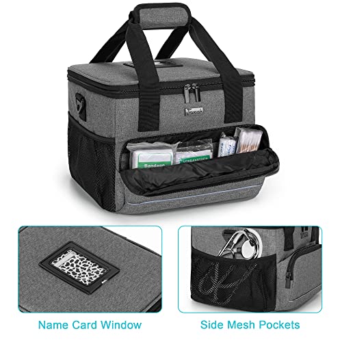 Trunab Insulated Medical Bag with Adjustable Dividers, Medicine Supplies Water-Resistant Bag for Home, Travel, Camping, Empty Bag - Patented Design,Grey - color: Grey, size: Large