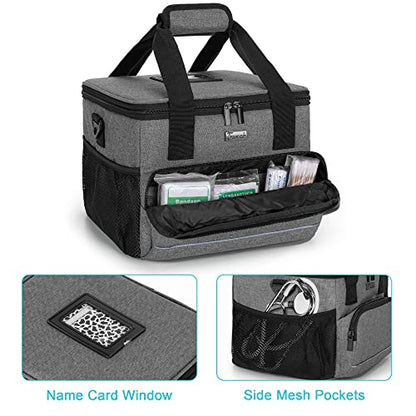 Trunab Insulated Medical Bag with Adjustable Dividers, Medicine Supplies Water-Resistant Bag for Home, Travel, Camping, Empty Bag - Patented Design,Grey - color: Grey, size: Large