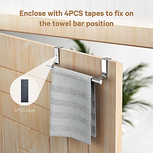 Stainless Steel Over Door Towel Rack Bar Holders for Universal Fit on Over Cabinet Cupboard Doors 2 Pack (Sliver) - color: Sliver