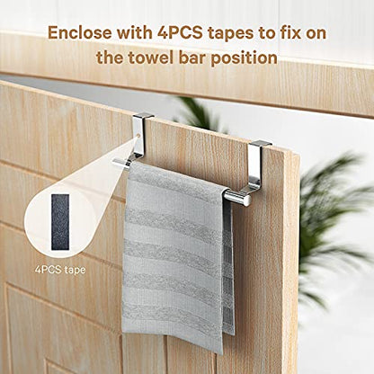 Stainless Steel Over Door Towel Rack Bar Holders for Universal Fit on Over Cabinet Cupboard Doors 2 Pack (Sliver) - color: Sliver