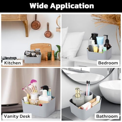 Segarty Gray Desk Storage Organizer, Detachable Divided Bamboo Remote Control Holder Caddy, Desktop Pen Pencil Holder Container Box for Office Supplies Home Bedside Table - color: Gray