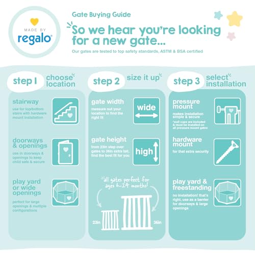 Regalo Safety 56"-130" Super Wide Baby Gate & Play Yard, 2-in-1 Adjustable Safety Gate for Doorways & Bottom of Stairs, Wall Mounted Room Divider, Includes Wall Mount Kit - color: White, style: 130"W x 28"H