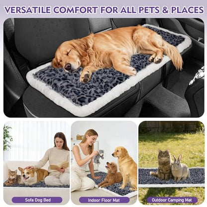 Backseat Dog Bed Mat for Car, Non-Slip Scratch-Resistant Dog Car Seat Cover, Soft Thick Pet Travel Cushion, Washable Back Seat Protector Blanket for Cars SUVs Trucks, 53 x 24 Inches - color: Purple Leopard Pattern