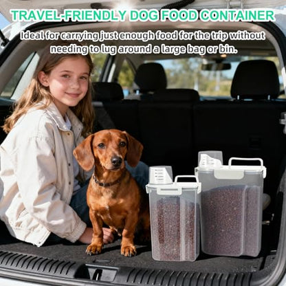 TBMax Pet Food Storage Containers 2 Pack 8-10 Lbs Airtight Dog Food Container Dispenser with Large Spout & Portable Handle, Travel Dog Treat Cat Food Storage Bin Bird Seed Container-Beige - color: Beige 6+3Qt
