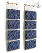 CROWNED 2Pcs Over Door Hanging Storage Bags Wall Mount Closet Organizer, 4 Big Pockets Linen Cotton Fabric Multi Functional Living Room Bedroom Bathroom File Magazine Waterproof Free Hooks Navy - color: Navy