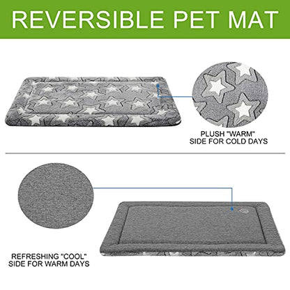 EMPSIGN Fancy Dog Bed Mat, Pet Bed Pad Reversible (Cool & Warm), Machine Washable Crate Pad, Pet Sleeping Mat for Small to XXX-Large Dogs, Grey, Star Pattern,XXL (48inch X30inch X1.1'') - color: Grey with Star Pattern, size: XXL (47.2"x28.3"x1.1")