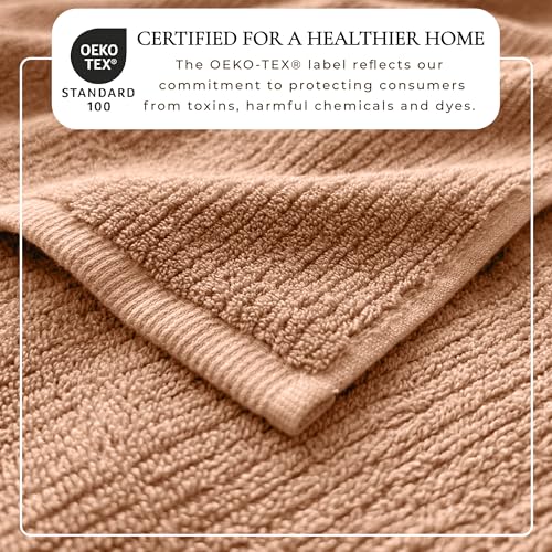 Great Bay Home Turkish Cotton 6 Piece Towel Set - Absorbent, Quick-Drying, Ribbed Bath Towels for Bathroom - Zero-Twist Fibers (Adobe) - color: Adobe