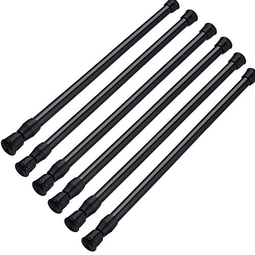 SIQUK 6 Pack Cupboard Bars Adjustable Spring Tension Rods Black Refrigerator Bar Extendable Rod for DIY Projects, 15.7 to 28 Inches - color: Black, size: 15.7" to 28"
