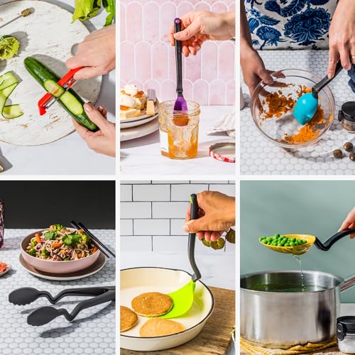 Dreamfarm Ultimate Set of The Best Silicone & Nylon Kitchen Utensil 6pc Set | Non-stick safe cooking and baking tools and gadgets, includes Chopula, Supoon, Mini Supoon, Clongs Lite, Sharple and Lestrain - size: 6 Piece Ultimate Set