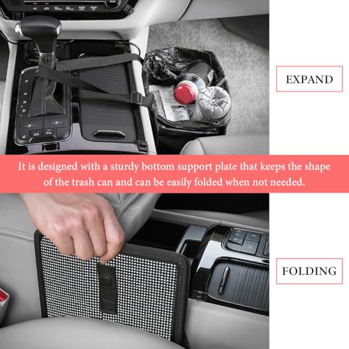 Car Foldable Trash Can, Bling Rhinestone Oxford Garbage Container Hanging Waterproof Organizer, Mini Crystal Dustbin Waste Basket Leakproof Trash Bin for Car Office Kitchen (White) - color: White