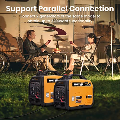 maXpeedingrods 2300W Portable Inverter Generator,40lbs,Gas Powered,Quiet Generator,Backup Power Supply for Outdoor Camping RV Ready,EPA/ISO Compliant - style: MXR2300+Gas+CO Sensor