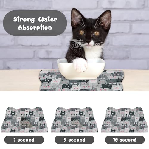 Grey Cat Food & Water Mats - Absorbent Pet Feeding Placemats 23.6 * 13.7 inch - color: Grey, size: Medium