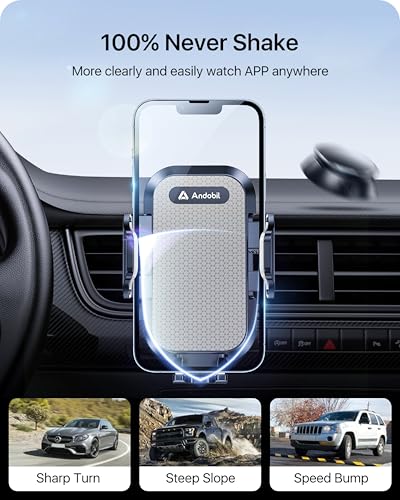 andobil Phone Holders for Your Car - Air Vent Phone Mount, Ultra-Stable Metal Clip with Anti-Shake & 360° Rotation, Universal Car Mount Fit iPhone 17/16/15/14/13/12 Pro Max/Android/Samsung Gary - color: Gray
