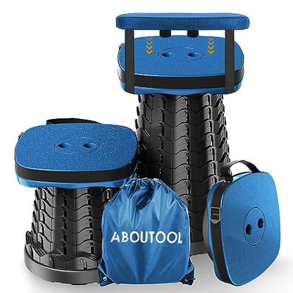 aboutool Collapsible Stool with Soft Removable Cushion & Waterproof Carry Bag - Lightweight Folding Stool, 485lbs Capacity, Portable for Adults, Camping, Fishing, Hiking, Outdoor, Travel - color: Blue