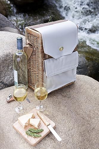 PICNIC TIME Corsica Wine and Cheese Picnic Basket, 2-Bottle Wine Tote Bag, Gift for Wine Lovers, (Beige Canvas) - size: 9.75 x 6.5 x 13.75, style: Corsica Wine & Cheese Picnic Basket, 2-Bottle Wine Carrier