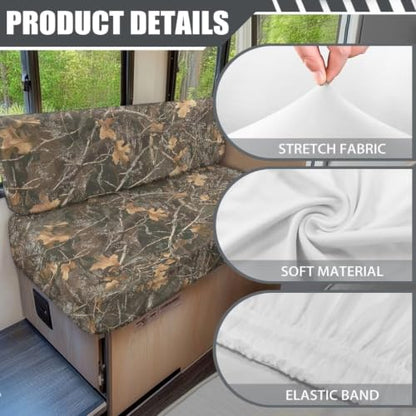 Camo Branch RV Bench Seat Covers for Dinette - Tree Branch Rv Couch Cover Stretchable for Rv Camper Universal Rv Accessories Furniture Sofa Chair Cover - color: Camo Branch