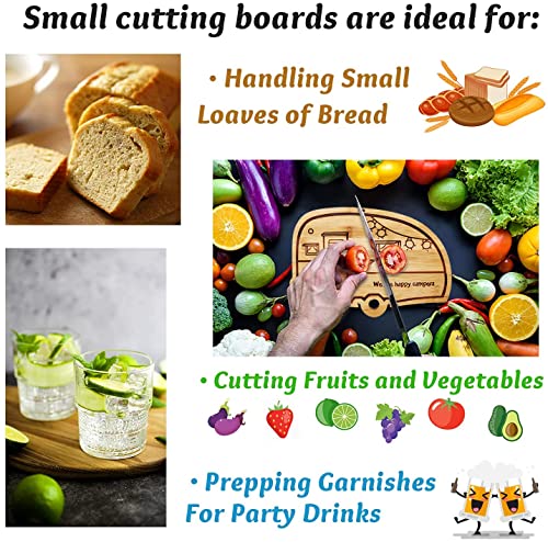 RV Cutting Board Campsite Retro Happy Camper Bamboo Wood Camper Chopping Board Perfect Funny Serving Tray for Vegetables Fruit Cheese, RV Camper gifts,Home Deco - style: RV