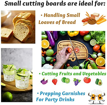 RV Cutting Board Campsite Retro Happy Camper Bamboo Wood Camper Chopping Board Perfect Funny Serving Tray for Vegetables Fruit Cheese, RV Camper gifts,Home Deco - style: RV