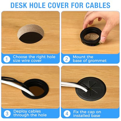 Desk Grommet 2-1/16" (53 mm), Desk Hole Cover for Cables Dark Grey, Cable Grommet ABS Plastic, Desk Hole Grommet for Office and Home Table Cable, Detachable & Flexible Cable Cord Organizer-2 Pcs - size: 2-1/16"(53 mm)-2Pcs, style: Dark Grey