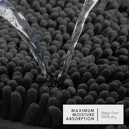 Hearth & Harbor Bathroom Rugs, Chenille Bath Mat - Machine Washable Bath Mats for Bathroom Non-Slip Backing Rubber, Quick Dry Mat - Black Bath Rug, 17x24-20x32-20x24 - color: Black, style: 17x24 / 20x32 / 20x24