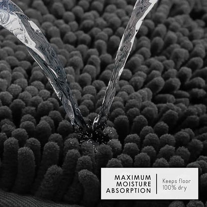 Hearth & Harbor Bathroom Rugs, Chenille Bath Mat - Machine Washable Bath Mats for Bathroom Non-Slip Backing Rubber, Quick Dry Mat - Black Bath Rug, 17x24-26x44-20x24 - color: Black, style: 17x24 / 26x44 / 20x24