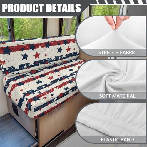 American Stripes RV Dinette Cushion Covers Stretch Camper Seat Cushion Slipcovers - Washable Camper Sofa Cover Furniture Protector for RV Car Bench - color: American Stripes