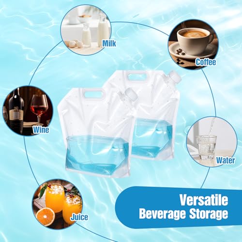 18 Pcs 5 L Collapsible Water Container Bag, 1.3 Gallon Collapsible Water Storage Bag Water Container Emergency Jug Clear Plastic Water Storage Bag Foldable Water Bag For Camping Riding