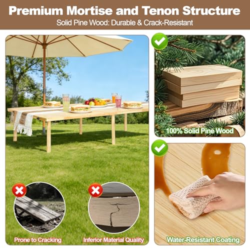 44x22 Low Floor Folding Picnic Table | Portable low table for 4-6, with adjustable height, mortise & tenon joints, and runner for beach picnics. - size: Small Size for 4