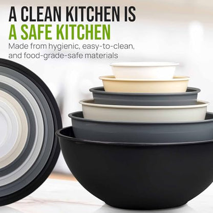 Zulay Kitchen 12 Piece Plastic Mixing Bowls with Leak-Proof Lids Set - Microwave and Freezer Safe Kitchen Mixing Bowls for Preparing, Serving and Storing - Large Nesting Bowls (Midnight Ombre) - color: Midnight Ombre
