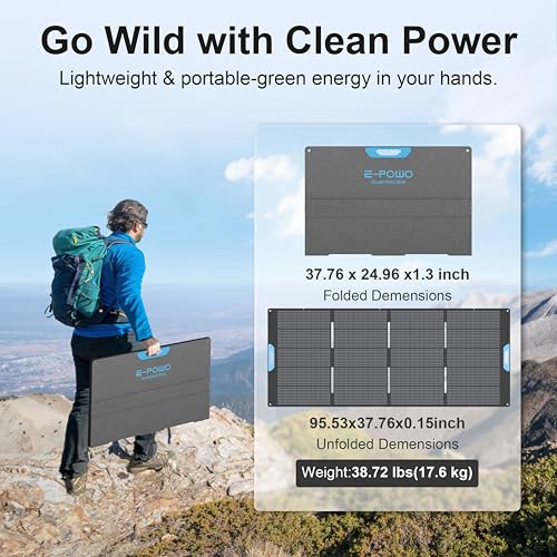 400W Portable Solar Panel for Power Station, 23.5% High Efficiency ETFE Foldable Solar Panels Charger, Fast Installation with Kickstands, IP67 Waterproof for RV, Outdoor Camping, Off Grid Blackouts - style: EP-400W