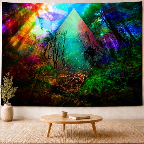 Delur Forest Tapestry Tree of Life Tropical Rainforest Tapestry Wall Hanging Colorful Nature Landscape Mystical Psychedelic Spiritual Headboard for Bedroom Living Room Home Decor (70.8" x 92.5") - color: Forest, size: 70.8"L x 92.5"W