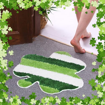 Drydiet St. Patrick's Day Shamrock Bathroom Rug Ireland Celtic Knot Door Mat Leaf Shower Mat Irish Bathroom Shower Decoration Non Slip Washable Rug 20 x 24 Inches(Classic) - style: St. Patrick