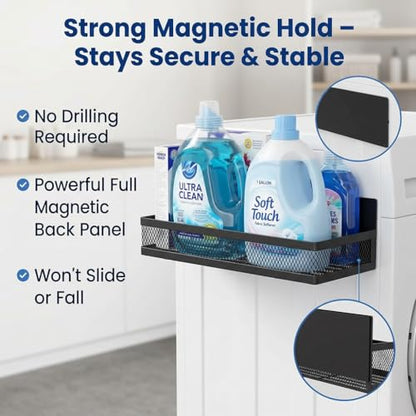 5 Set Magnetic Shelf for Washing Machine, Laundry Room Organization and Storage Accessories, Magnetic Spice Racks for Refrigerator,Metal Storage Baskets for Laundry,Kitchen,Room Shelves