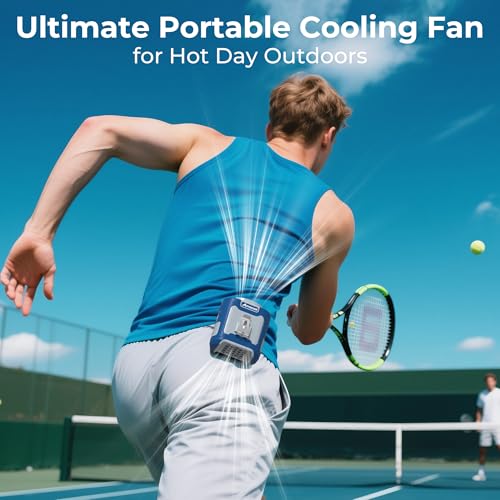 AMACOOL Portable Waist Fan Clip On, Gifts for Men Dad Husband, 10000mAh Rechargeable Wearable Shirt Fan, Powerful Belt Fans, Birthday Gifts for Women Jobsite Travel Camping Essentials 2026 - color: Navy