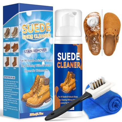 Suede Shoe Cleaner, Professional Shoe Cleaner Removes Stains, Salt, Dirt, Powerful Foam Suede Cleaner Kit for Nubuck, Suede, Knit, Canvas, Boots, Trainer, Suede Fabric of Bags, Furniture, Jacket