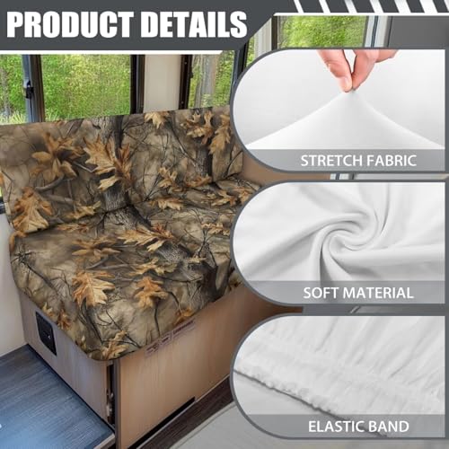 Camo Hunting Wood RV Dinette Cushion Covers 2 PCS Camper Cushion Slipcovers Soft Sofa Cushion Covers Include 1 Bench Cover 1 Backrest Cover Black RV Interior Accessories - color: Camo Hunting Wood
