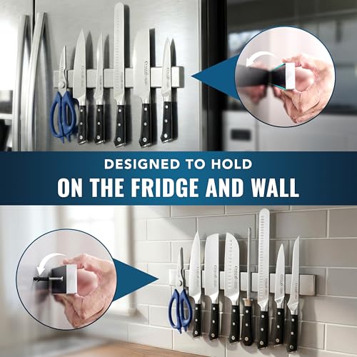 Cutluxe Magnetic Knife Holder for Wall and Fridge - 16" Stainless Steel Knife Magnetic Strip - Holds up to 15 Lbs, Easy to Mount, With Strong Magnets or Screws - size: 16 Inches