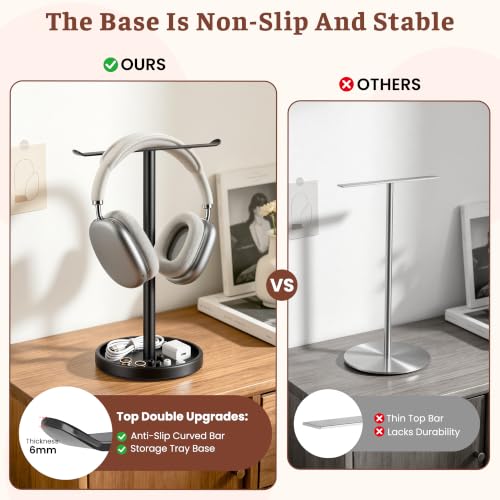 Stainless Steel Hand Towel Holder with Storage Tray for Bathroom Countertop | Weighted base with anti-slip pads keeps towels stable while the tray neatly stores jewelry, watches and essentials. - color: Black-1p（with Tray）