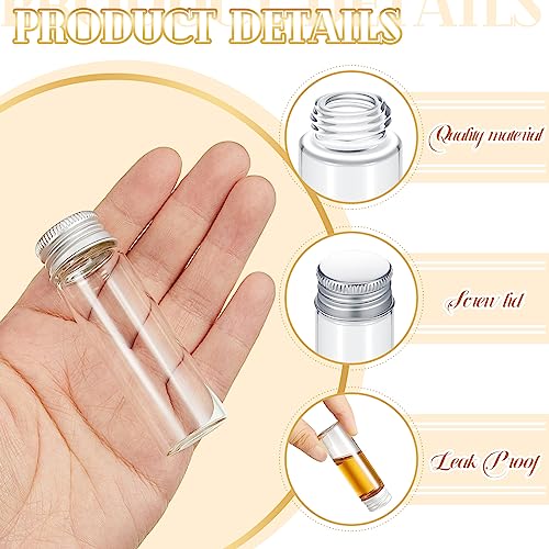 Didaey 100 Pcs Small Clear Vials Spice Mini Jars with Lids Mini Glass Bottles with Screw Aluminum Metal Caps Tiny Jars Sample Containers for Powder Cream Cosmetic Jewelry Wedding (15 ml,Silver Caps) - color: Silver Caps, size: 15 ml