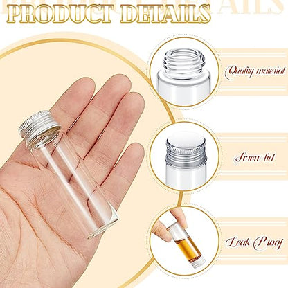 Didaey 100 Pcs Small Clear Vials Spice Mini Jars with Lids Mini Glass Bottles with Screw Aluminum Metal Caps Tiny Jars Sample Containers for Powder Cream Cosmetic Jewelry Wedding (15 ml,Silver Caps) - color: Silver Caps, size: 15 ml