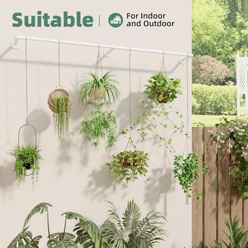 Galood Plant Hanger Indoor with 6 Hanging Chains Hanging Planters for Indoor Plants Hanging Plant Holder Window Plant Shelves White Metal Rod(Pot not Included - size: White 70.8 in